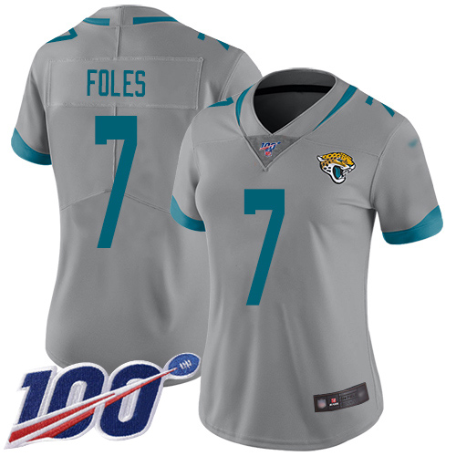 Nike Jacksonville Jaguars 7 Nick Foles Silver Women Stitched NFL Limited Inverted Legend 100th Season Jersey